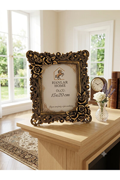 Hanlar Home Εντυπωσιακό μοτίβο τριαντάφυλλου Μαύρο χρυσό Κορνίζα φωτογραφιών ...