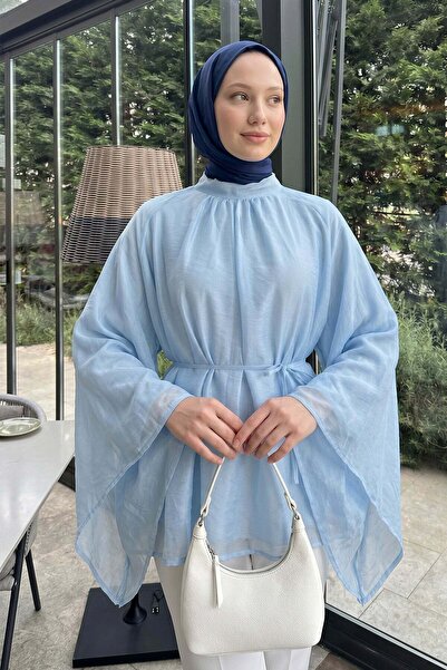 Salih Çelebi Büzgülü Reglan Kol Tunik Y0150 - BEBE MAVİSİ
