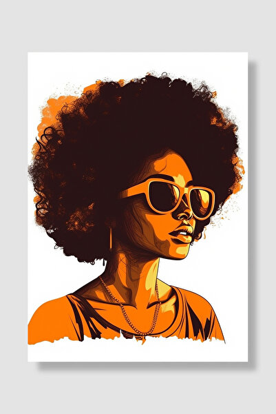 Luna Marissa Poster Femeie Africană Portocalie Afro cu ochelari de soare Port...