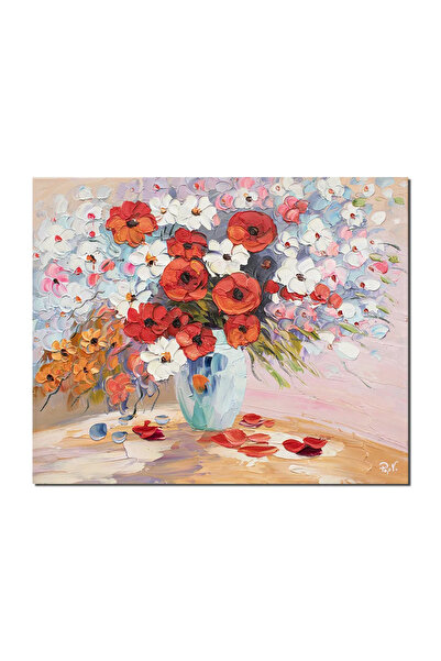 artnova 3D картина с макове и маргаритки, ръчно рисувана, Икебана, 60x50см ма...