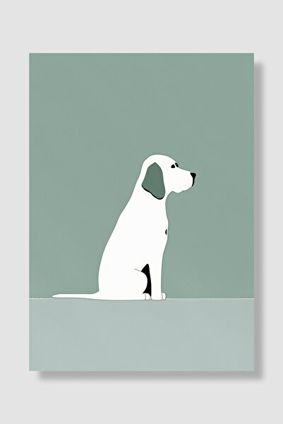 Luna Marissa Poster cu câine alb, minimalist, fundal verde salvie, decor simp...