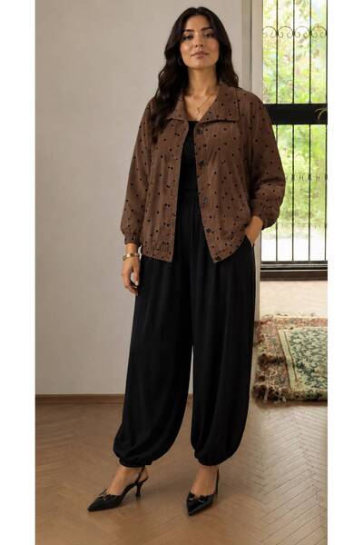 CNG MODA Summer Polka Dot Patterned Bomber Shirt Jacket