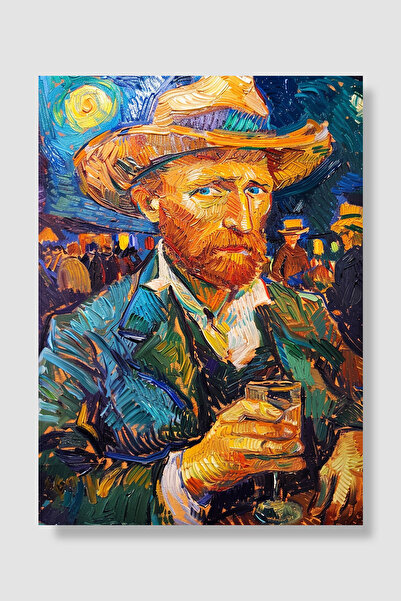 Luna Marissa Van Gogh poster - Autoportret sa čašom u ruci u noćnom kafiću na...
