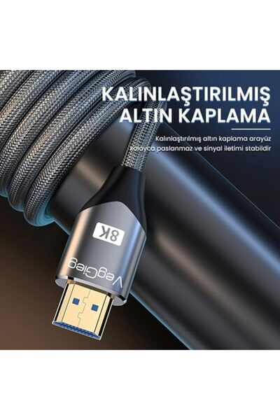 Yıldızan كابل HDMI 2.1 مضفر بدقة 8K 60Hz و4K 120Hz وسرعة نقل بيانات 48 جيجابت...