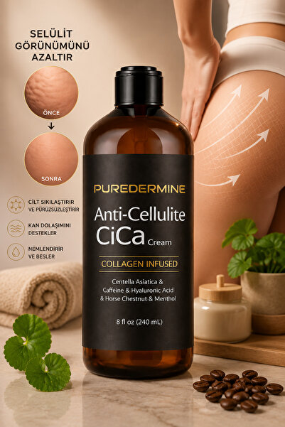Puredermine Premium Anti Cellulite Cica Cream Enriched with Natural Plant Ext...