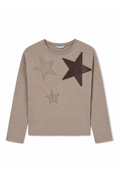 MAYORAL Girl's Star Printed Children's Sweatshirt 8-18 Years Old Brown
