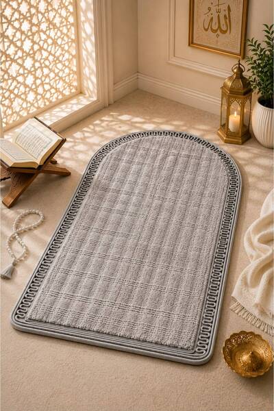 MYS Home Plush Prayer Rug Non-Slip Base Soft Textured 80X130 cm Gray