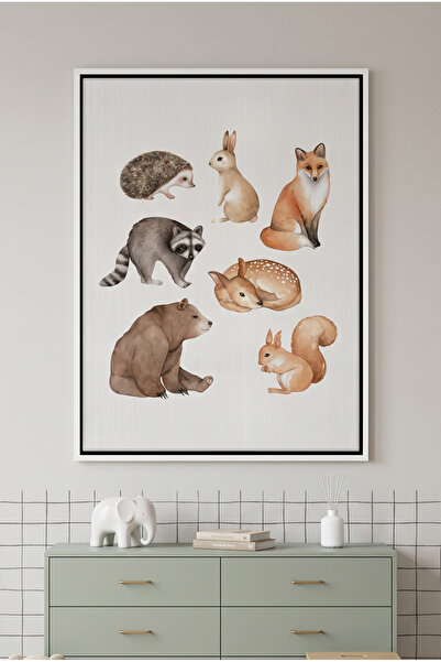 Jasmine Art Woodland Animals Kids Wall Art | Portrait Framed Canvas Print | L...