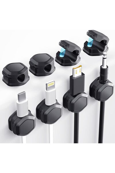 Arabest 8-Pack Magnetic Cable Clips,Adjustable Cord Holder Organizer,Strong A...