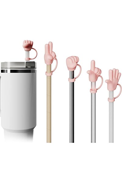 Arabest 4Pcs Funny Gesture Straw Topper Cap,Rock Paper Scissors Game Straw Co...