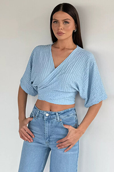 Aryena Blue Women's Tie-Back Blouse