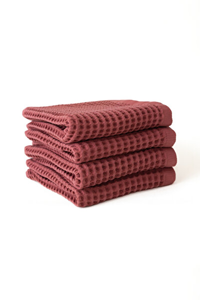 vivamaison Waffle Hand Towel Face Towel Set of 4 100% Cotton 50X70 cm Quick D...