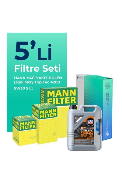 Mann-Filter Volkswagen Caddy 2.0 Dizel Filtre Bakım Seti Liqui Moly Motor Yağlı (2015-2020) 5 Li