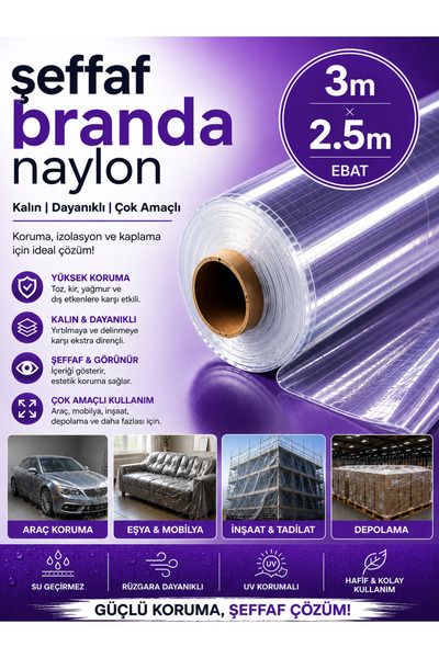 akatsuki Şeffaf pranda naylon (3m uzunluk x 2.5m Genişlik)( 7.5 metrekare )