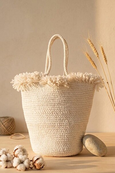 I Love Shoes Olmira White Rope Women's Beach Bag
