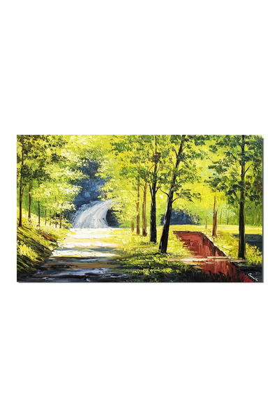 artnova Tablou peisaj din padure pictat manual in cutit, Oaza de liniste, 100...