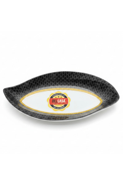 DELCASA Premium Black & White Melamine Dish Plate 7.2 Inch