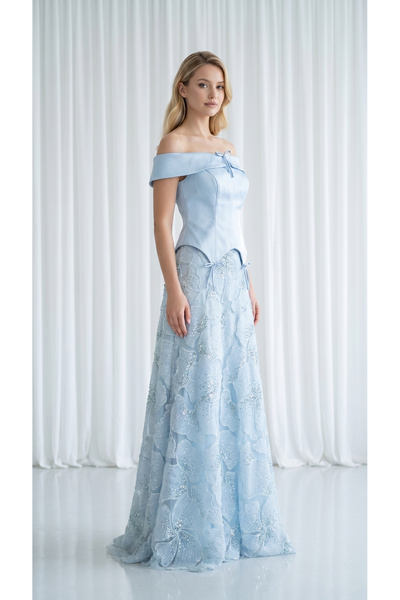 holie dress üç boyutlu çiçek desenli prenses abiye