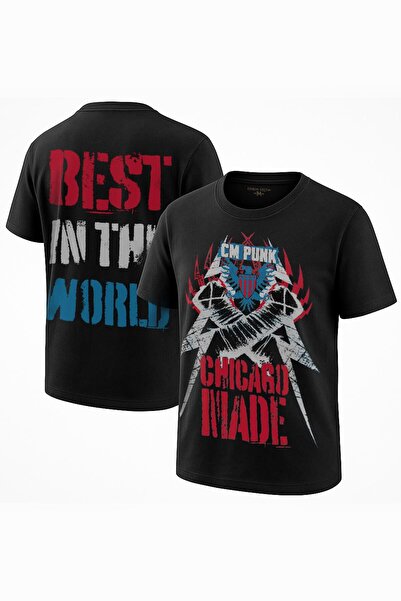 Kendim Seçtim Siyah Tişört CM Punk Best In The World Spor Gym Dövüş Boks Chic...