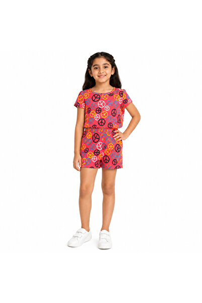 Generic Girls' Set of Two Pieces of Patterned T-Shirt and Shorts