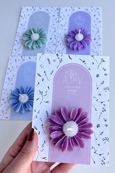 A V Concept Kişiye Özel 25’li Papatya Mum Hediyelik | Söz Nişan Nikah Düğün H...