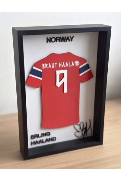 Riva Self Erling Haaland Norveç Milli Takımı 3D Duvar Tablosu - Futbolcu İmza...