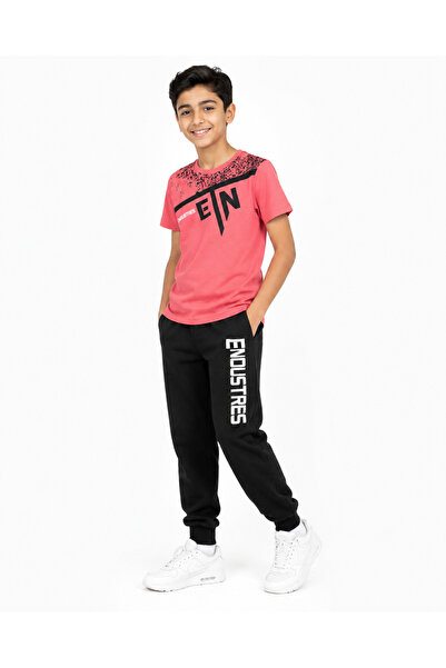 Generic Boy's Casual T-Shirt and Jogger Set with Printed Logo
