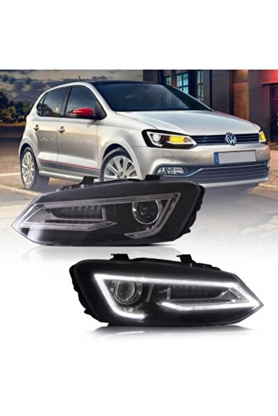 OEM Εμπρόσθιοι προβολείς LED για VW Polo (2009-2017) μαύροι, χωρίς λαμπτήρες ...