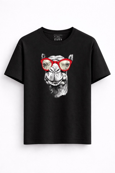 Rabona Fashion Κουλ Καμηλό Κόκκινα Γυαλιά Μπλουζάκι