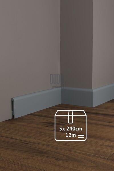 Dekor Açık Gri Süpürgelik 10cm Profil, 5 adet 12m Polimer Ev Duvar Zemin Deko...