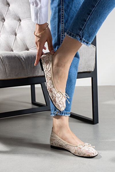 DUXAL SHOES Γυναικείες δαντελωτές μπαλαρίνες με φιόγκο Anissa