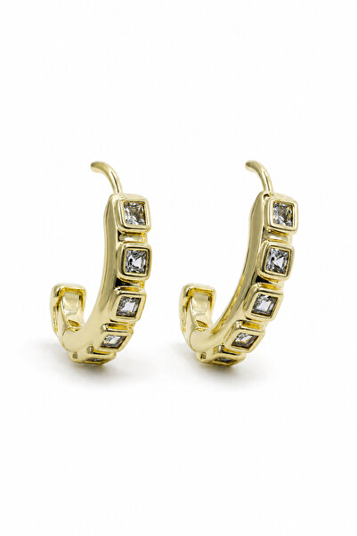 Jack Ferrero Yellow Color Stone Hoop Earrings Women's Bijouterie Stylish and ...