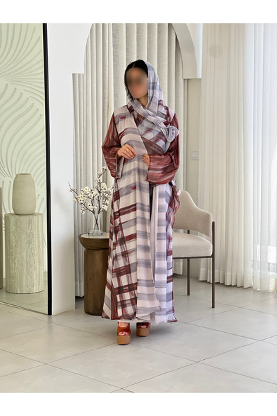 elegant veil عباية وشاح شيفون مبطن بقصة A-LINE مع طرحة