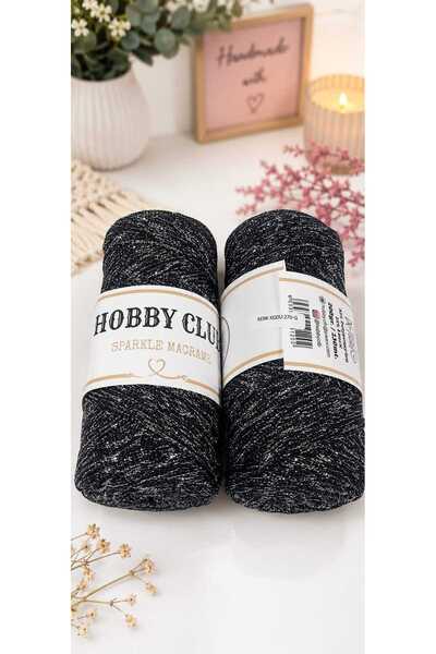hobby club SİYAH GÜMÜŞ SİMLİ POLYESTER MAKROME 200GR 1 ADET