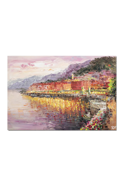 artnova Ръчно рисувана картина  "Беладжио, езеро Комо ", Магически вечер, 100...