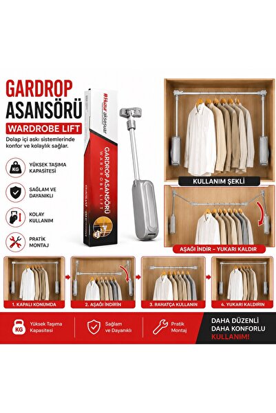 Trendhane Gardrop Asansörü Wardrobe Lift | Aşağı İnebilen Dolap Askı Sistemi ...