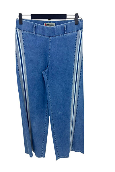 ZANESSİ FASHION Plus Size Elastic Waist Denim Women's Trousers