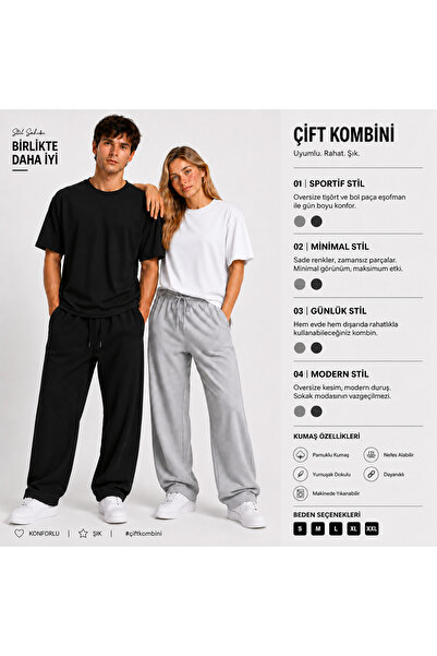 Generic Brand 2-Piece Set Bottom-Top Sweatpants and T-Shirt for Couples Daily...