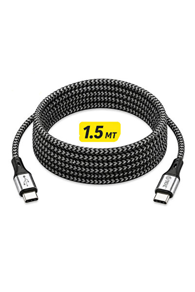 USB-C to USB-C 60W Hızlı Şarj Kablosu 1,5 M iPhone 15/16/17 Samsung Galaxy iPad Uyumlu Siyah TYPE-C