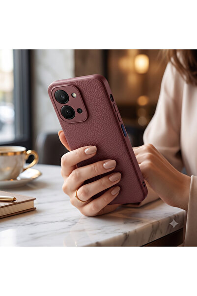 Hatreds Redmi 15C Deri Dokulu Silikon Kılıf Kamera Korumalı Darbeye Dayanıklı...