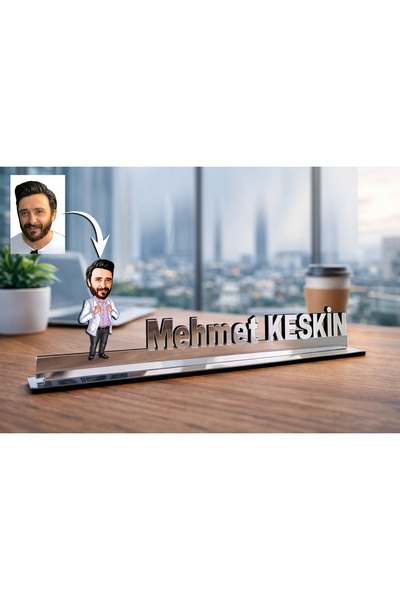 MK Sanart Doktor veya Sağlıkçı Karikatür Masa İsimliği - Kişiye Özel Eczacı D...