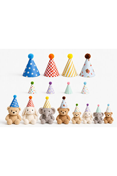 Minia Set od 8 igračkih šešira za rođendan (4 komada 10 cm + 4 komada 7 cm)