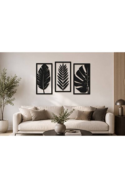 VELLORA DEKORASYON YAPRAK DUVAR DEKORU - MODERN SALON VE OFİS DUVAR SÜSÜ 3'LÜ...