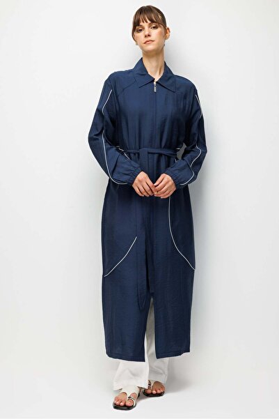 Micca %85 LyoCELL Goldy Kumaş Kontrast Biye Garnili Kap Ferace-Laci