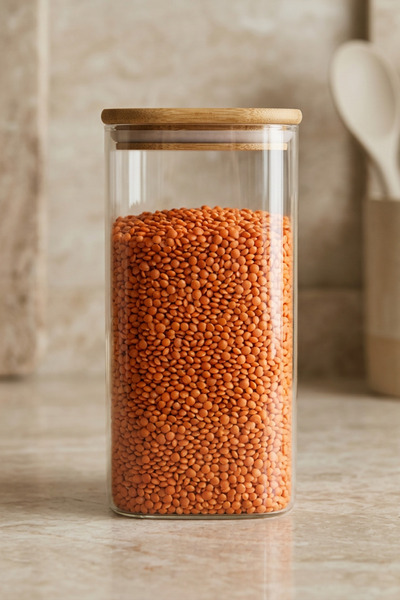 MİEN 1700ML Bambu Kapaklı Borosilikat Cam Kavanoz
