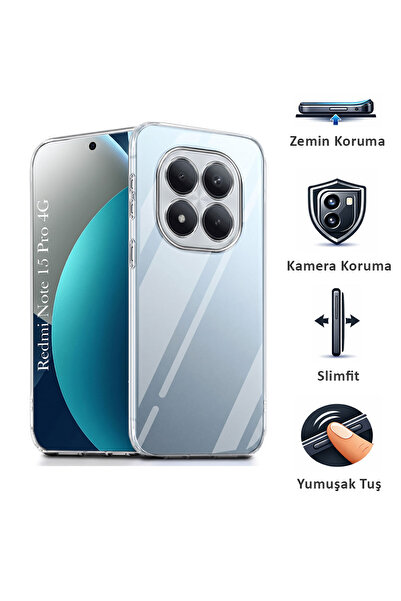 CEPSTOK Redmi Note 15 Pro 4G Kılıf Şeffaf Kamera Korumalı Esnek Yumuşak Silikon