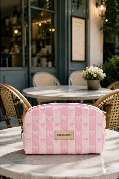 BagsMadame Ribbon Patterned Cosmetic Travel Organizer and Makeup Bag Large Si...