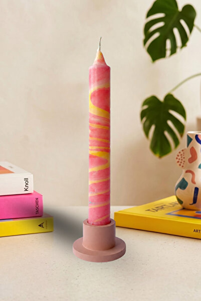 Kyphi Natural El Yapımı Ebru Şamdan Mumu | Dekoratif Blok Candle | 20 cm 8 Sa...