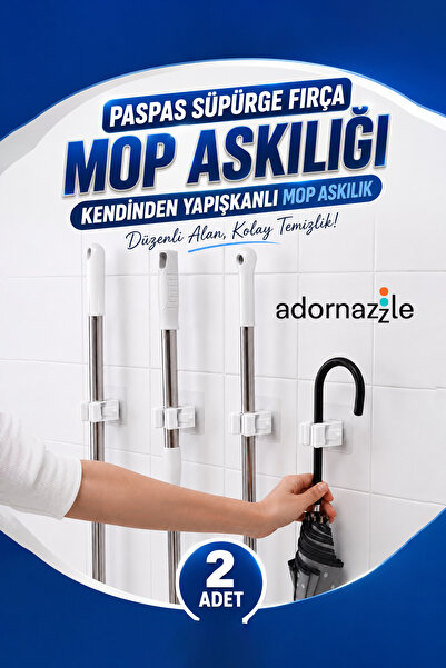 adornazzle Paspas Süpürge Fırça Mop Askılığı, Kendinden Yapışkanlı Mop Askılı...
