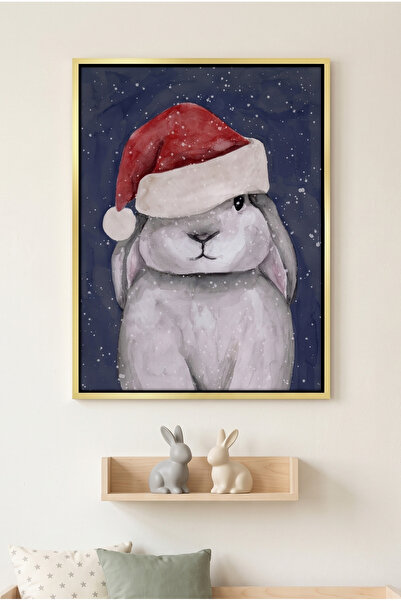 Jasmine Art Christmas Bunny Kids Wall Art | Portrait Framed Canvas Print | Lu...